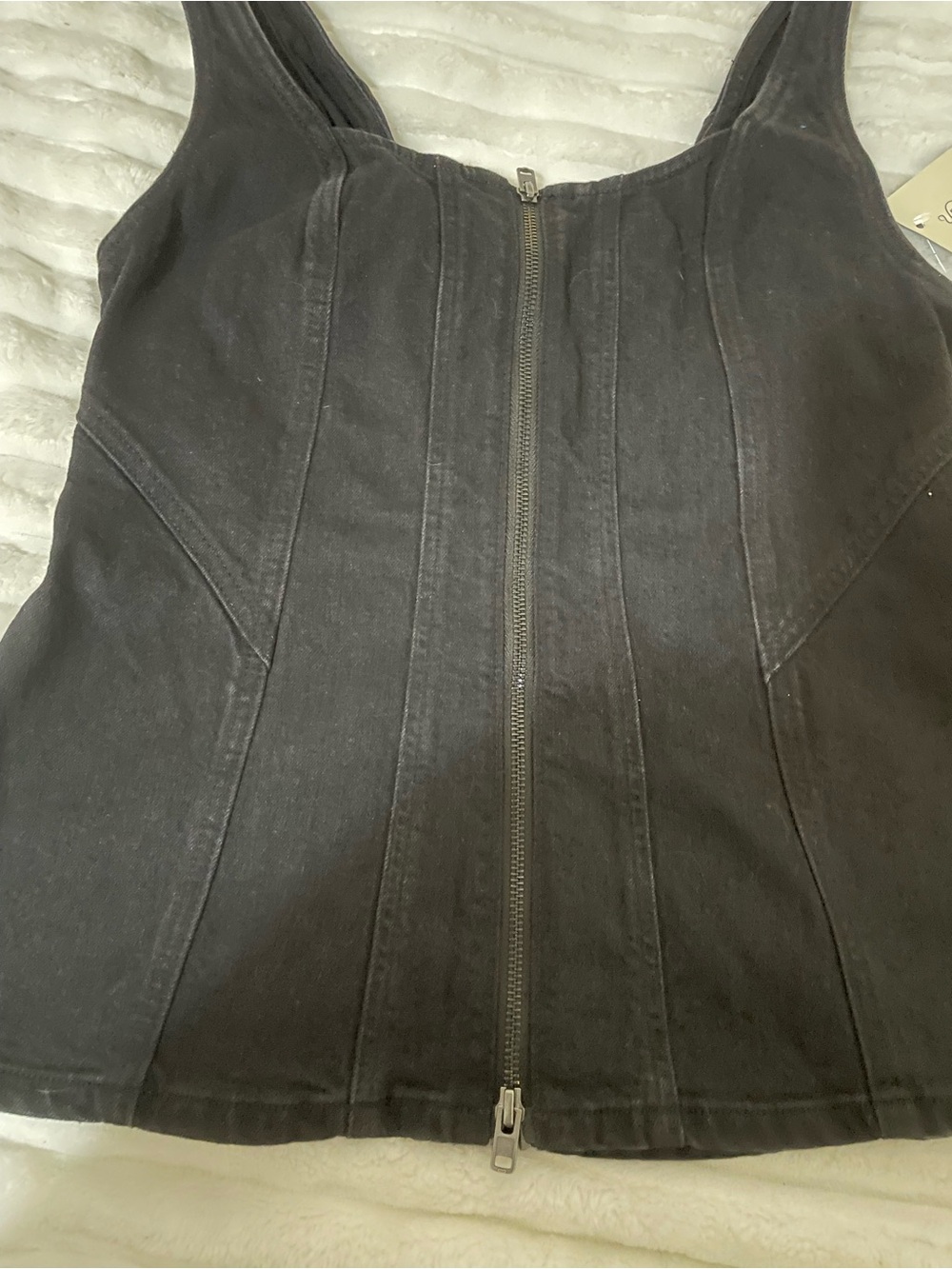 Universal Thread Black Ribbed Zip-Front Tank Top - Picture 6 of 14